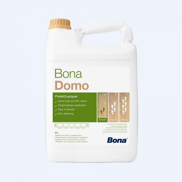 Паркетный лак Bona Domo 1K Бона Домо воднодисперсионный полиуретано-акриловый лак 5л. матовый/полуматовый