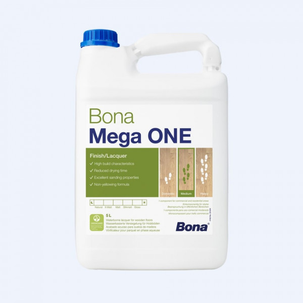 Паркетный лак Bona Mega ONE Бона Мега 5л. полуматовый/матовый